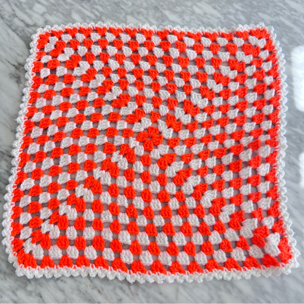 Handmade Crochet Checkerboard Square  17”